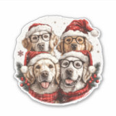 Kerst Golden Retriever Honden Sticker (Voorkant)