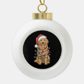 Kerst Golden Retriever Hondenliefhebber Gift Mam P Keramische Bal Ornament (Voorkant)