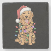 Kerst Golden Retriever Hondenliefhebber Gift Mam P Stenen Onderzetter (Voorkant)