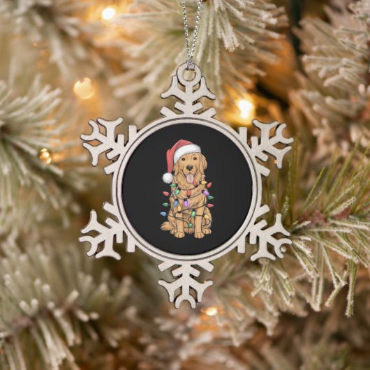 Kerst Golden Retriever Hondenliefhebber Gift Mam P Tin Sneeuwvlok Ornament (Boom)