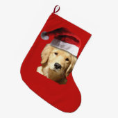 Kerst Golden Retriever in Santa Claus Pet Grote Kerstsok (Voorkant (Hangend))