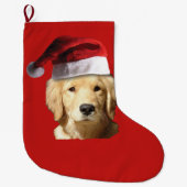 Kerst Golden Retriever in Santa Claus Pet Grote Kerstsok (Voorkant)