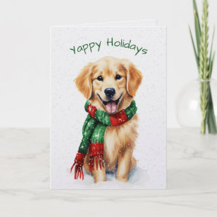 Kerst Golden Retriever in sneeuwvlokken Feestdagen Kaart