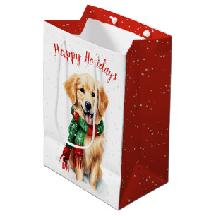 Kerst Golden Retriever in sneeuwvlokken Medium Cadeauzakje