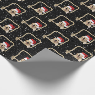 Kerst Golden Retriever in touwframe Cadeaupapier