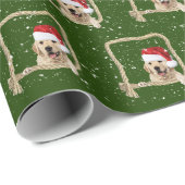 Kerst Golden Retriever in touwframe Cadeaupapier (Rol Hoek)