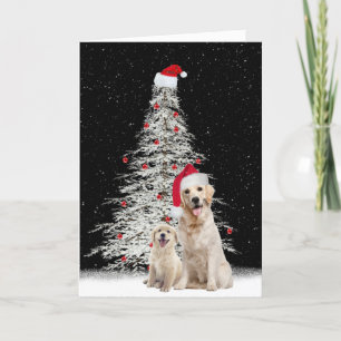 Kerst Golden Retriever met boom Feestdagen Kaart
