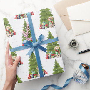 Kerst Golden Retriever Met Cadeaus Cadeaupapier