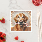 Kerst Golden Retriever met een snoepriet Servet (Insitu)