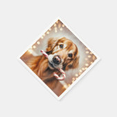 Kerst Golden Retriever met een snoepriet Servet (Hoek)