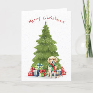 Kerst Golden Retriever met geschenken Feestdagen Kaart