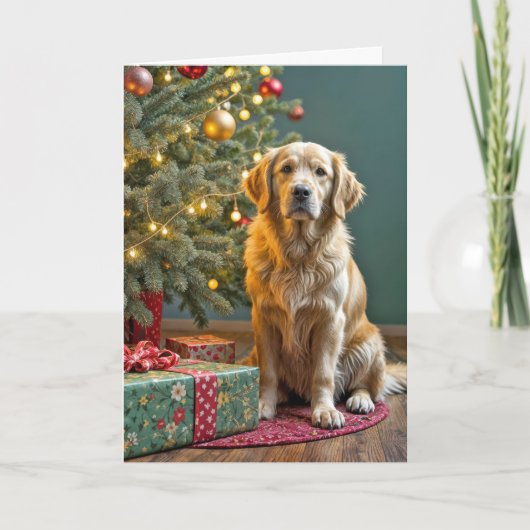 Kerst Golden Retriever met kerstcadeaus Kaart (Voorkant)