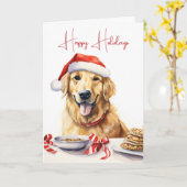 Kerst Golden Retriever met koekjes Kaart (Gele Bloem)