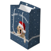 Kerst Golden Retriever met lippenstift Kisses M Medium Cadeauzakje (Voorkant Gekanteld)