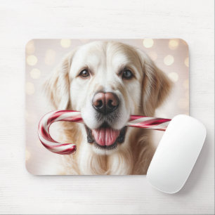 Kerst Golden Retriever met snoepriet Muismat