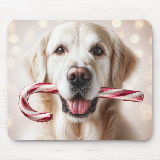 Kerst Golden Retriever met snoepriet Muismat (Voorkant)