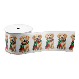Kerst Golden Retriever met wintersjaal Satijnen Lint