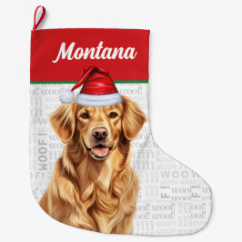 Kerst Golden Retriever Naam Woof Achtergrond Grote Kerstsok