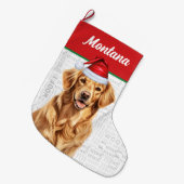 Kerst Golden Retriever Naam Woof Achtergrond Grote Kerstsok (Voorkant (Hangend))