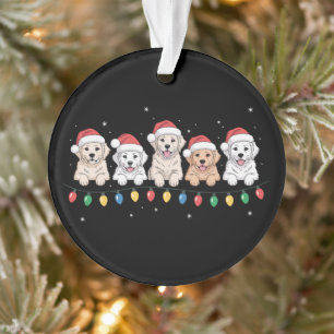 Kerst Golden Retriever Puppies Sinterklaas Verlich Ornament