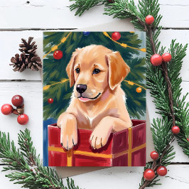 Kerst Golden Retriever Puppy Cadeau Feestdagenkaart