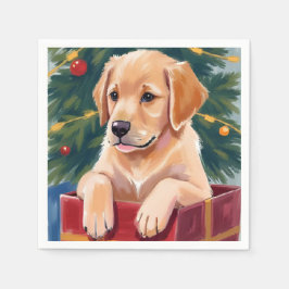 Kerst Golden Retriever Puppy Cadeau Vakantie Servet