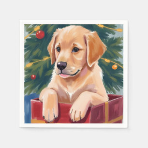 Kerst Golden Retriever Puppy Cadeau Vakantie Servet