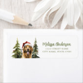 Kerst Golden Retriever Retouradreslabels Etiket (Insitu)