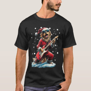 Kerst Golden Retriever Speelt Gitaar Grappige Mu T-shirt