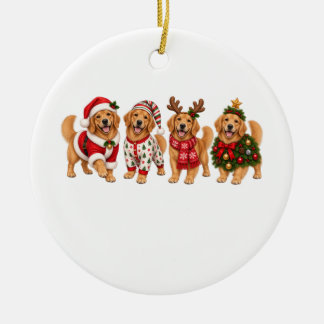 Kerst Golden Retriever Vakantie Vrienden Keramisch Ornament