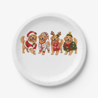 Kerst Golden Retriever Vakantie Vrienden Papieren Bordje