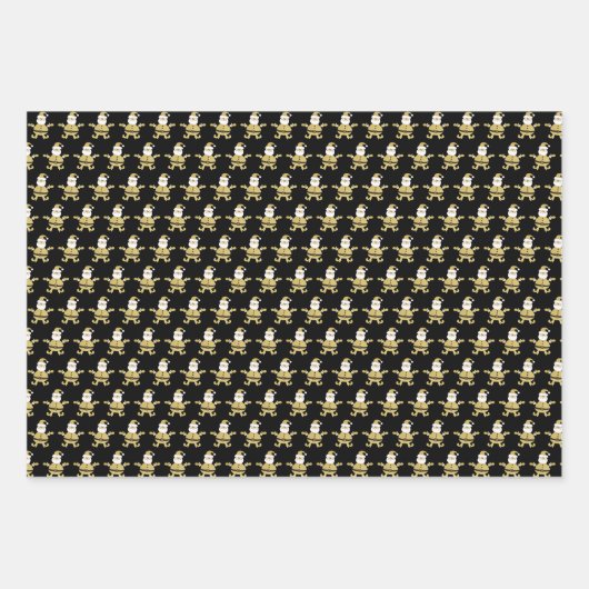 Kerst Golden Santa Stippen en harten Inpakpapier Vel (Voorkant 3)