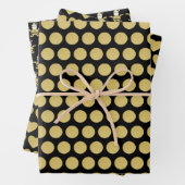 Kerst Golden Santa Stippen en harten Inpakpapier Vel (In situ)