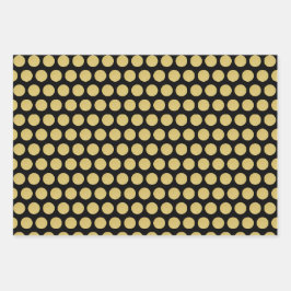 Kerst Golden Santa Stippen en harten Inpakpapier Vel