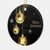 Kerst Golden Shiny Stars Zwart Keramisch Ornament (Links)