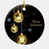 Kerst Golden Shiny Stars Zwart Keramisch Ornament (Achterkant)