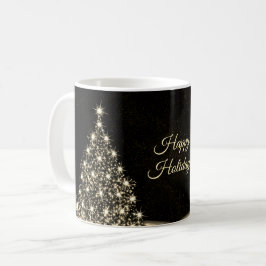 Kerst Golden Shiny Winter Black Koffiemok