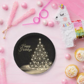 Kerst Golden Shiny Winter Black Papieren Bordje (Feest)