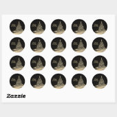 Kerst Golden Shiny Winter Black Ronde Sticker (Vel)