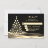 Kerst Golden Shiny Winter Black RSVP Kaartje (Voorkant)