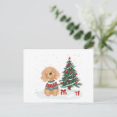 Kerst Goldendoodle Hond Briefkaart (Staand voorkant)