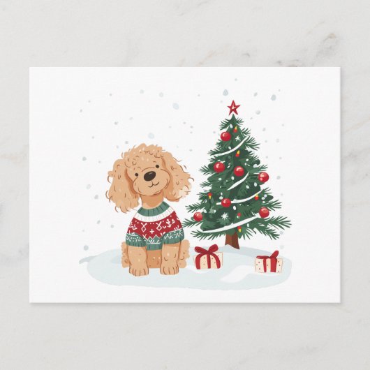 Kerst Goldendoodle Hond Briefkaart (Voorkant)
