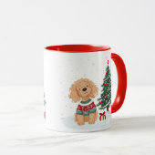 Kerst Goldendoodle Hond Mok (Voorkant rechts)