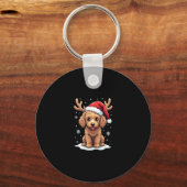 Kerst Goldendoodle Hond Rendier Vakantie Doodle Sleutelhanger (Voorkant)
