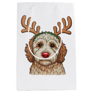 Kerst Goldendoodle Hond Rendier Xmas Familie Medium Cadeauzakje