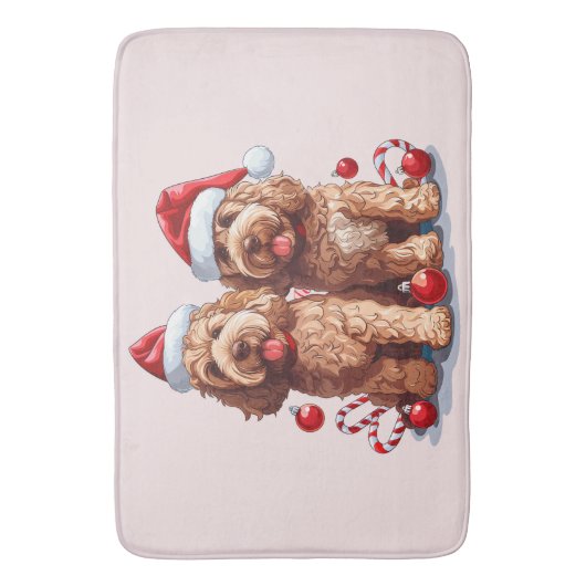 Kerst Goldendoodle Honden Badmat (Voorkant Verticaal)