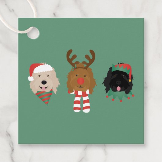 Kerst Goldendoodle Honden Bedankjes Labels (Voorkant)