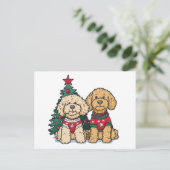 Kerst Goldendoodle Honden Briefkaart (Staand voorkant)