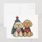Kerst Goldendoodle Honden Briefkaart (Voorkant / Achterkant)