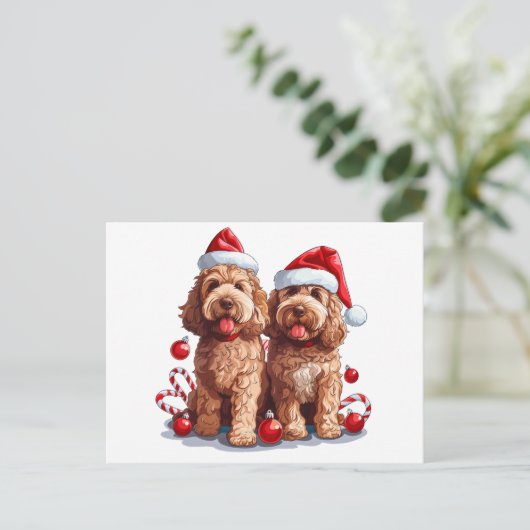 Kerst Goldendoodle Honden Briefkaart (Staand voorkant)